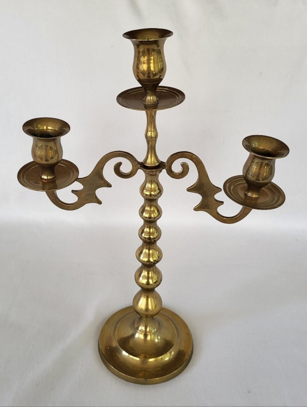 Vintage Brass 3-Arm Candelabra Candle Holder